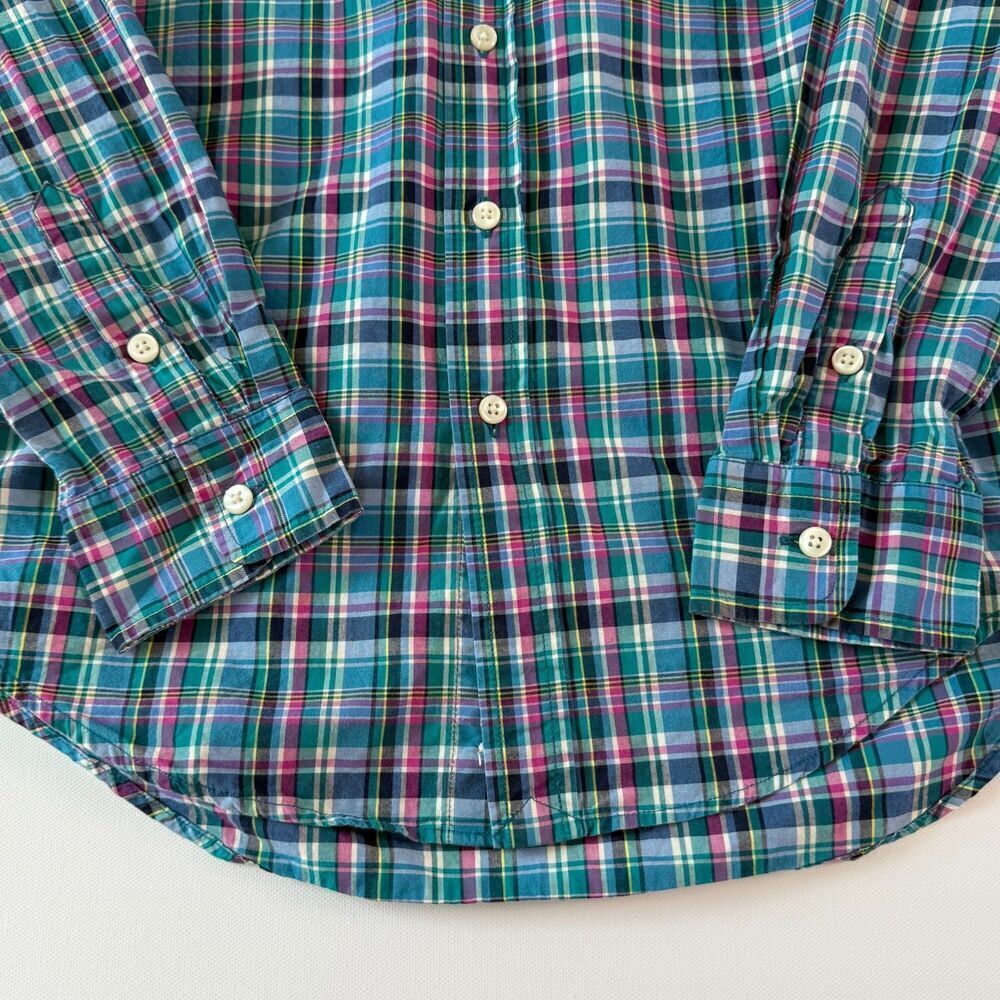 Ralph Lauren BOYS Long Sleeve Button Down Sz. L (14-16) Plaid Blue Pink Green - Picture 7 of 12